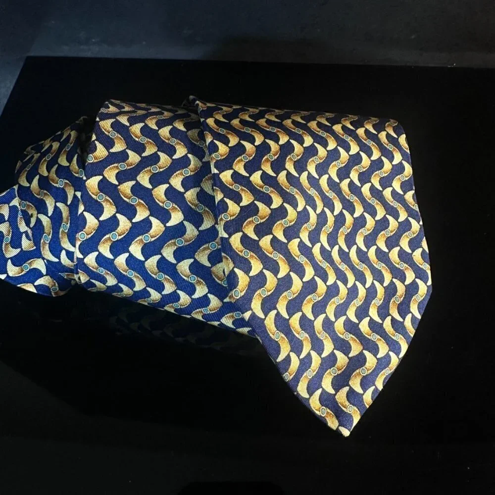 Gucci Silk Tie Psychedelic Blue Mid Century Modernist Retro Mens Mans Neckwear